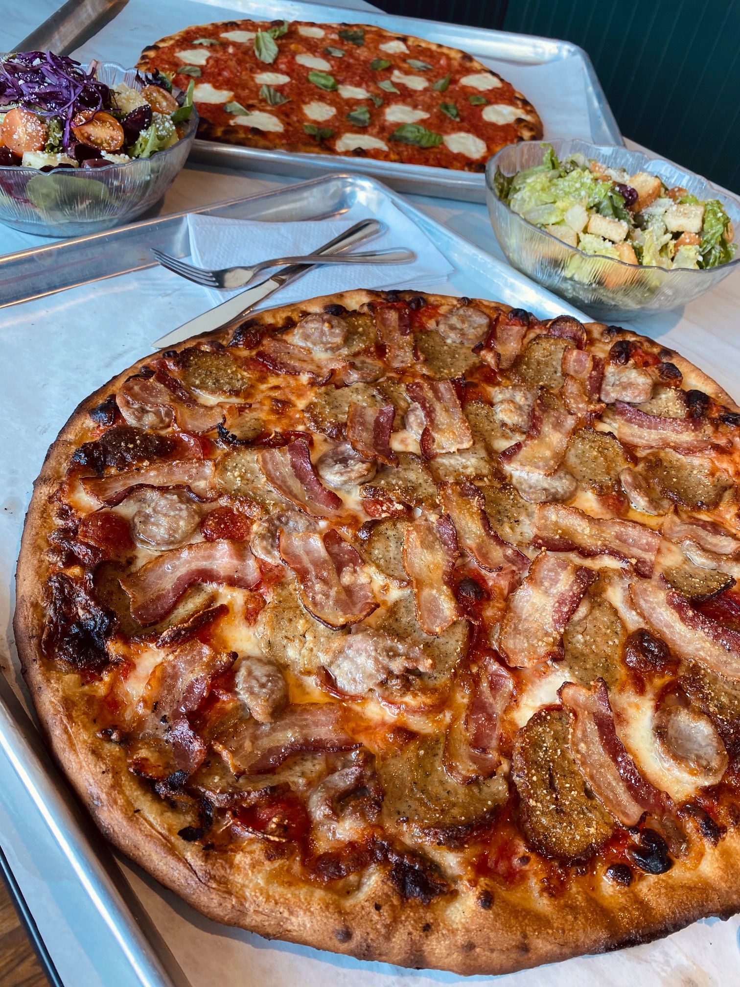 Pizza and salad bowl
